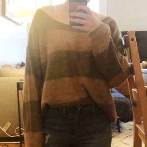 Free People Oversized Tan & Brown Sweater